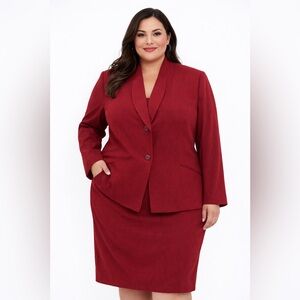 Kasper Red Skirt/Blazer Suit Set – Classic Tailored Career Office Power Suit